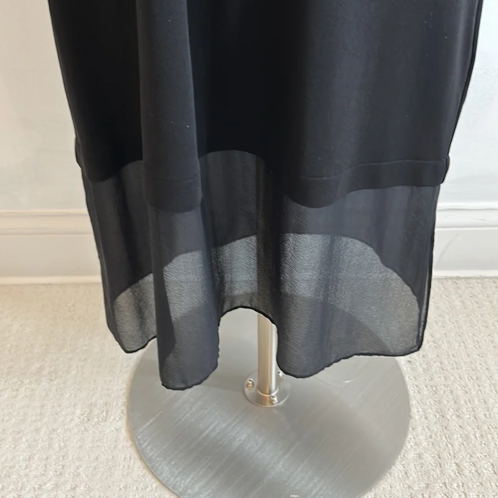 Eileen Fisher Black Silk Georgette Double Layer Dress